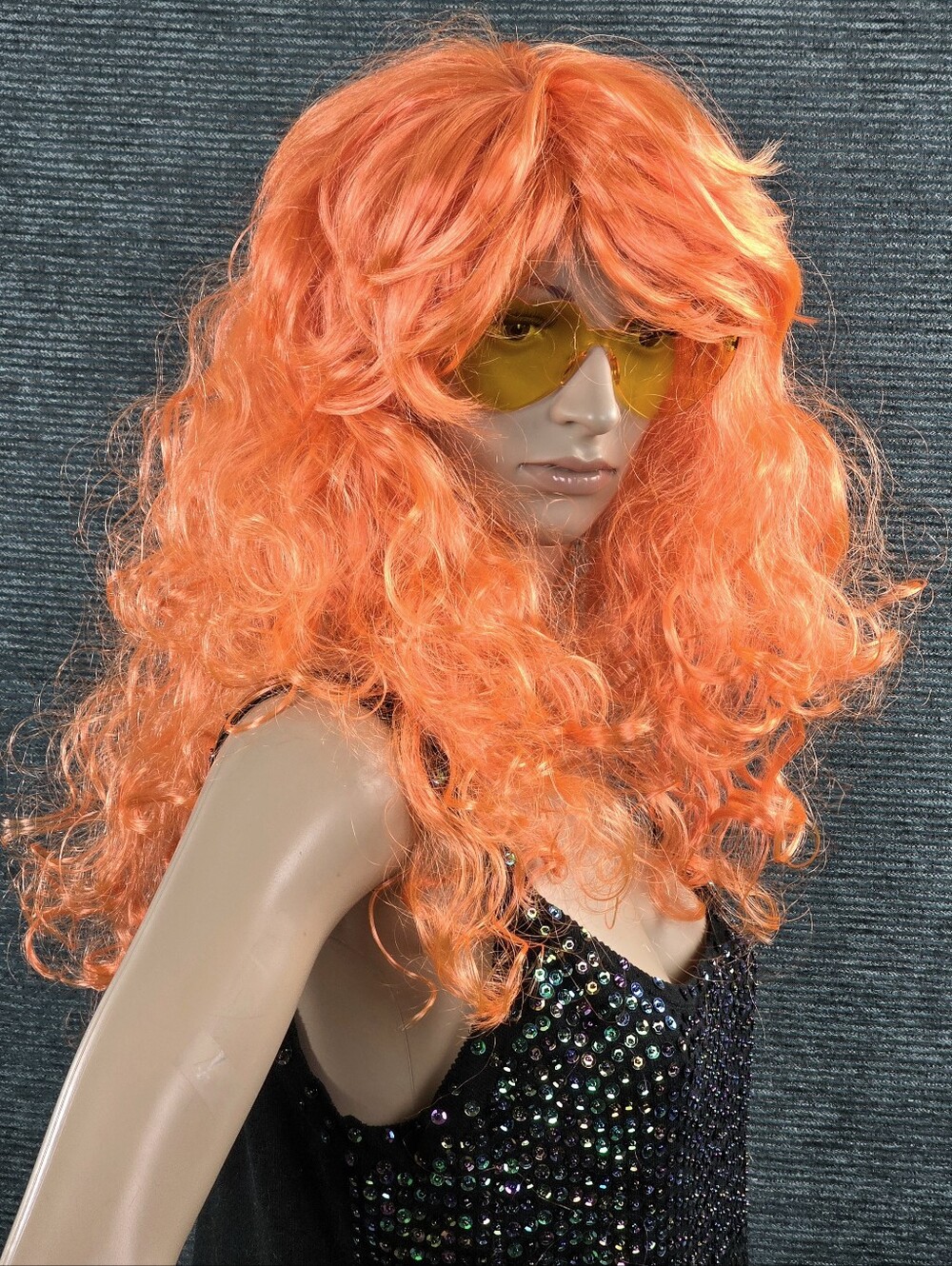 Orange Long Curly Costume Wig